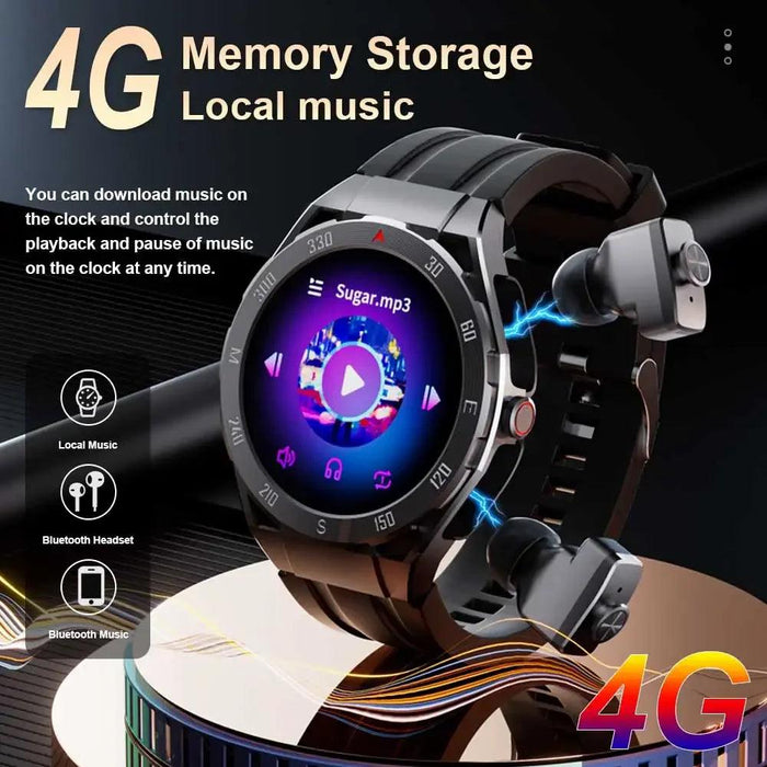 2024 Men's All-in-One Bluetooth Smartwatch with TWS Headphones and GPS Connectivity