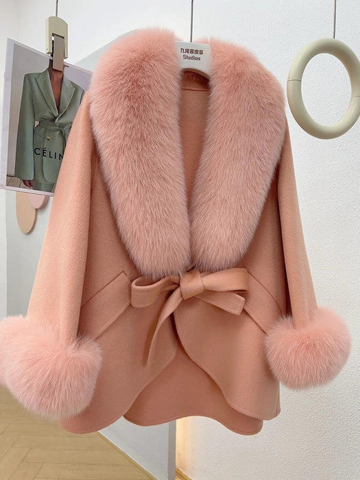 Chic Korean Fox Fur Cape: A Stylish Winter Essential for Women