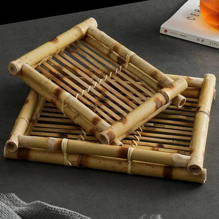 Southeast Asian Handcrafted Bamboo Dessert Plate - Eco-Friendly Serving Tray for Snacks and Hot Pot