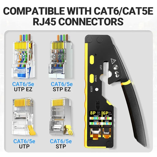 EZ-Type RJ45 Network Crimper Tool Kit - All-in-One Solution for Lan and Tel Cables