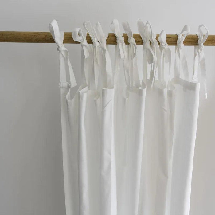 Elegant White Linen Tie-Top Curtains - Versatile Drapes for Stylish Home Décor