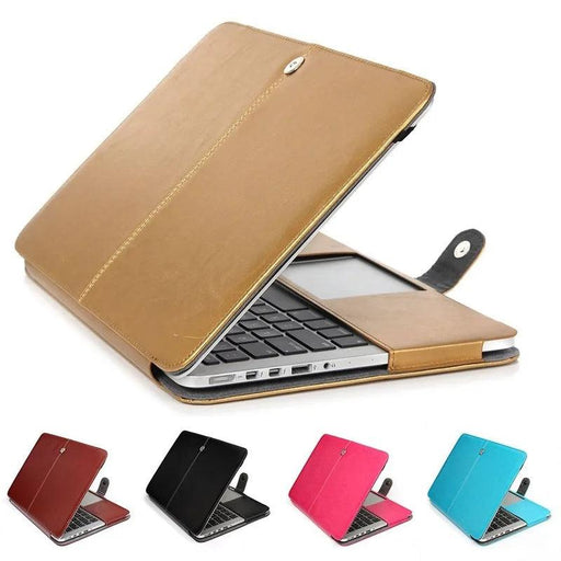 Elegant Leather Laptop Folio Case for MacBook Air/Pro - Protective Sleeve for 11-16 Inch Devices