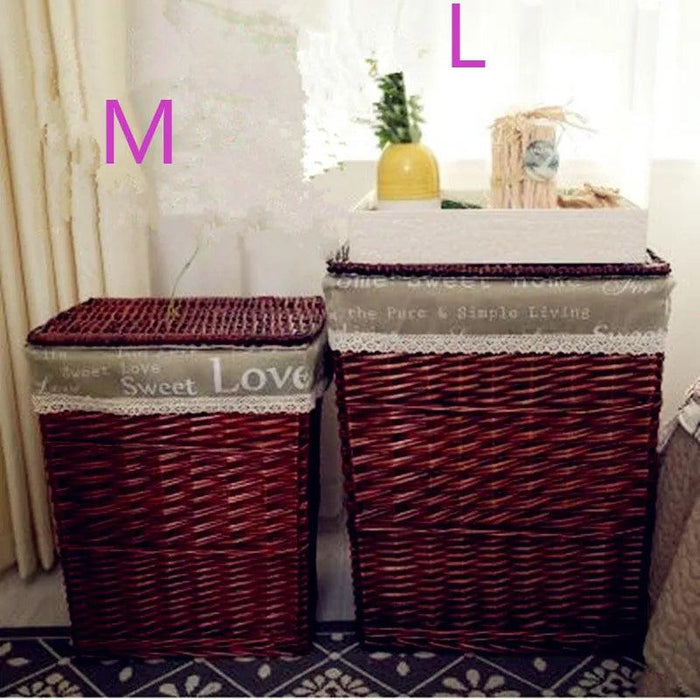 Elegant Rattan Storage Hamper with Lid - Stylish Organizer for Clothes, Toys, and Home Essentials