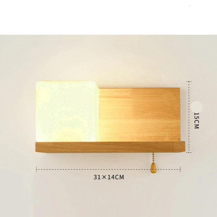 Nordic LED Wooden Wall Lamps with Acrylic Shades for Cozy Bedroom and Living Room Lighting