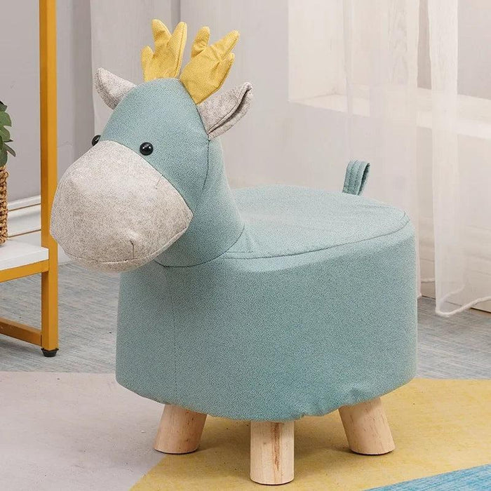 Charming Cartoon Animal Wooden Stool for Kids - Fun and Portable Shoe Changing Seat