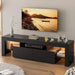 Sleek LED-Illuminated TV Stand with Glass Shelves and Storage, Fits TVs up to 70 Inches