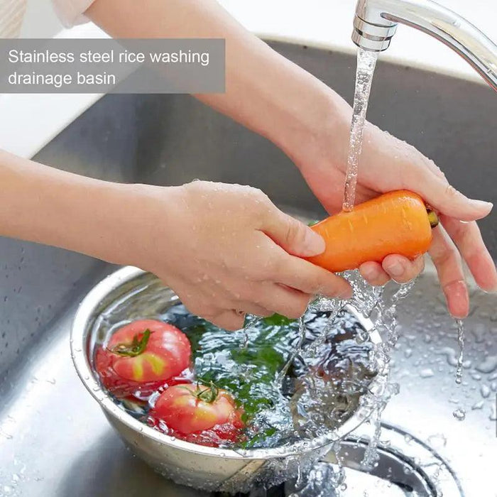 Extra-Large Stainless Steel Colander with Innovative Slanted Design for Effortless Washing