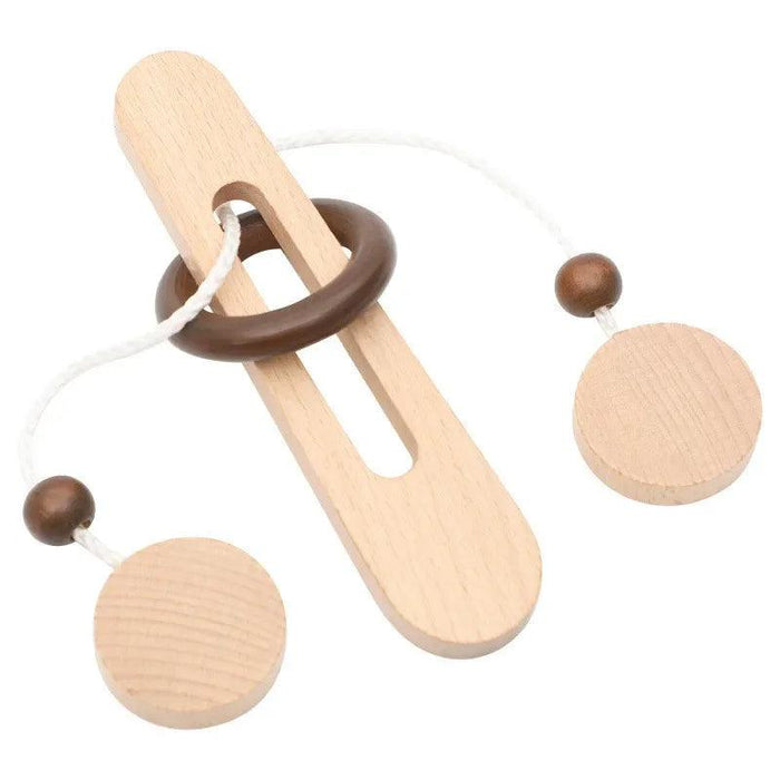 Montessori Wooden Luban Kong Ming Lock Puzzle - Challenging Brain Teaser for All Ages, Entertaining IQ Boosting Game