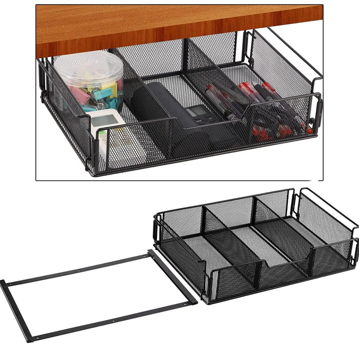 Under-Desk Hidden Storage Drawer with Large Capacity Organizer