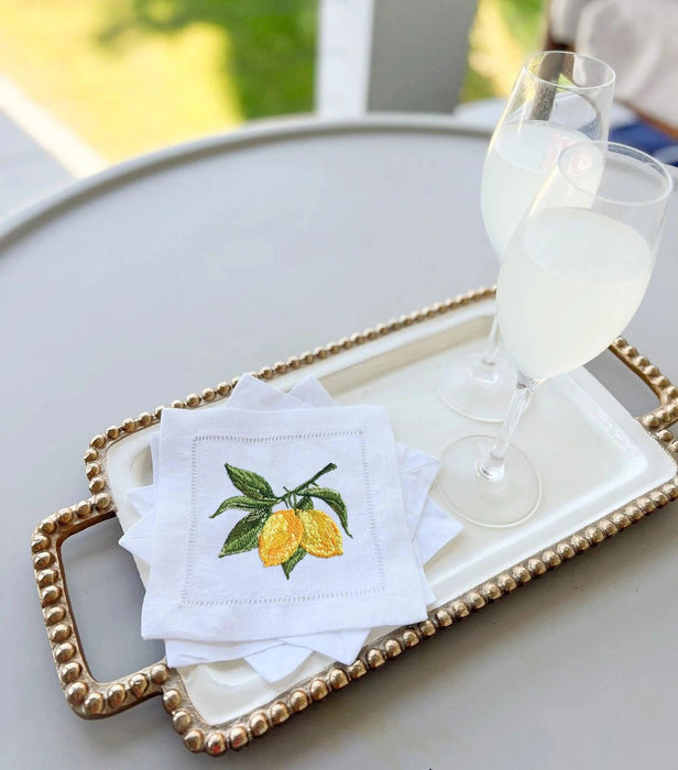 Elegant Lemon Lace Cocktail Napkin - Personalize Your Table with Style