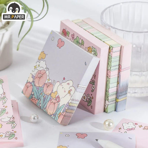 Fresh Blooms Pocket Memo Set - 100 Sheets, 8x8cm, 66g