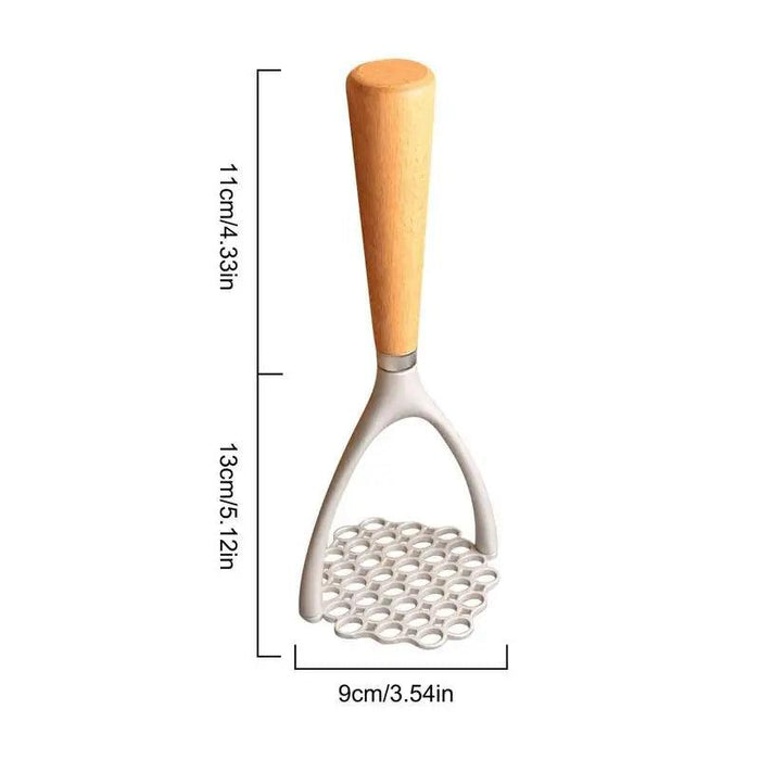 Elegant Aluminum Alloy Potato Masher with Oak Wood Handle