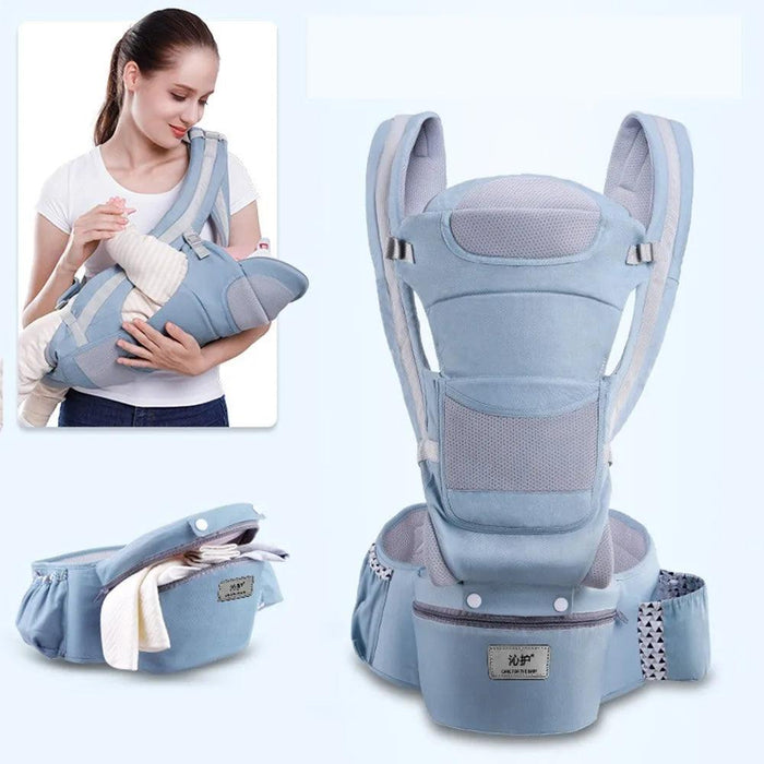 Multifunctional Ergonomic Baby Carrier with Hipseat and Kangaroo Wrap for Infants and Toddlers