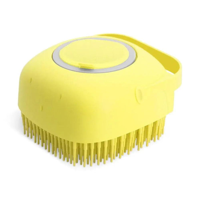 Silicone Pet Grooming Brush with Shampoo Dispenser - 2.7oz Capacity for Easy Bathing