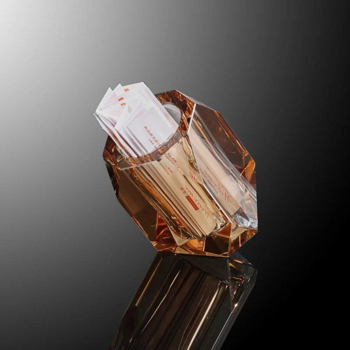 Chic Crystal Glass Toothpick Holder - Stylish Diamond Square Storage Jar for Cotton Swabs and Jewelry on Your Desktop