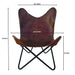 Vintage Brown Leather Butterfly Chair: Elegant Sleeper Lounge for Stylish Home and Outdoor Relaxation