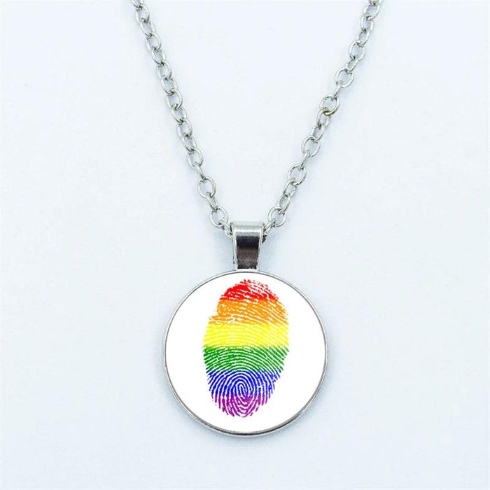 Vibrant Customizable Rainbow Glass Pendant Necklace for Love and Pride Celebration