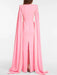 Chic Customizable Blush Evening Gown with Long Sleeves and Structured Shoulders for Fall 2024