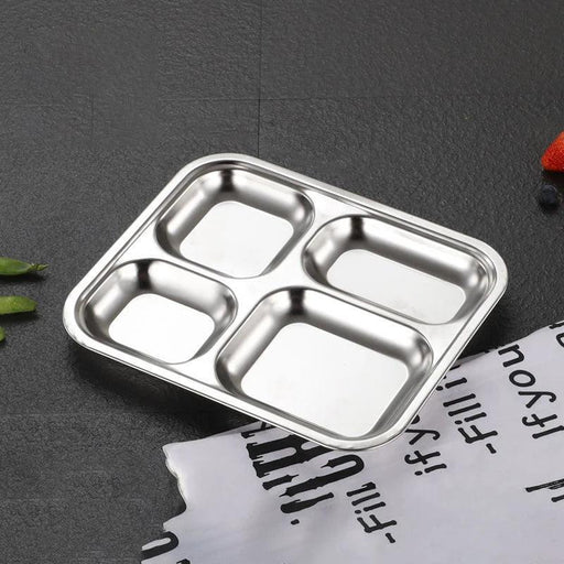 Multi-Compartment Stainless Steel Meal Tray - Eco-Friendly Dining Solution for All Ages