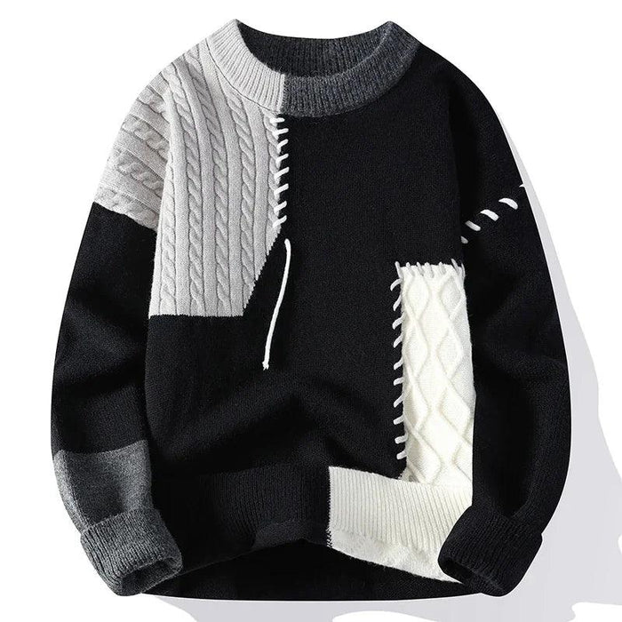 Hip-Hop Inspired Patchwork Sweater for Men