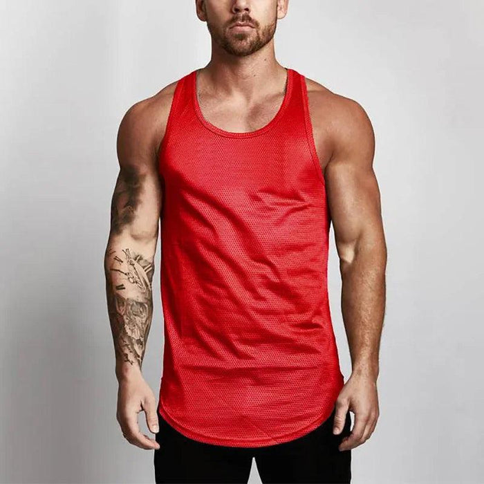 Men's Cool-Dry Mesh Gym Tank - Sleek Sleeveless Bodybuilding Vest for Summer