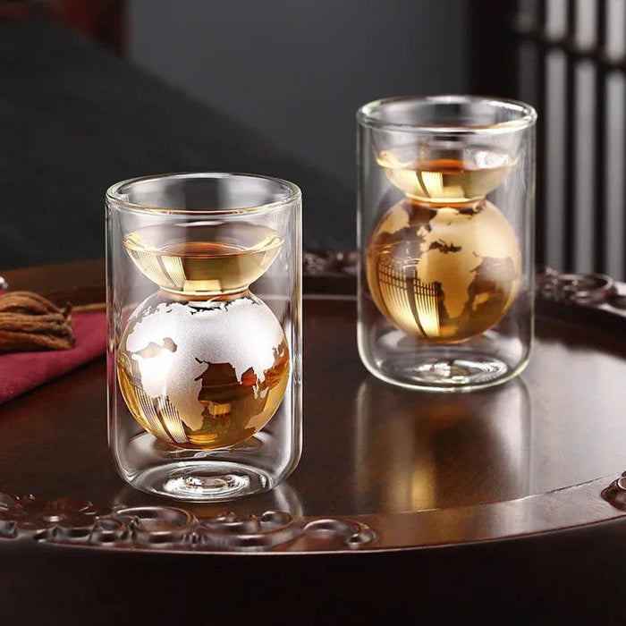 Artisan Crafted Double-Walled Glass Cup for Chic Home & Office Enjoyment