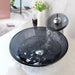 Artisan-Crafted Black Glass Vanity Basin Set with Chrome Waterfall Faucet