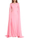 Chic Customizable Blush Evening Gown with Long Sleeves and Structured Shoulders for Fall 2024