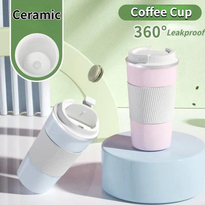 510ml Eco-Friendly Ceramic Travel Mug with Leakproof Lid and Insulation