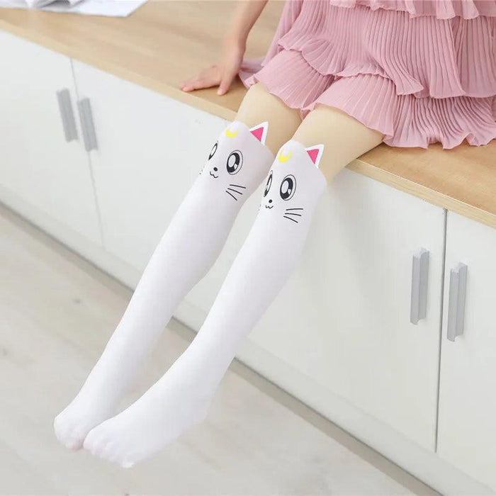 Adorable Kawaii Bear Print Tights for Kids - Cozy Pantyhose with Whimsical Knee Designs