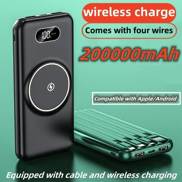 Ultra-High Capacity 200000 mAh Wireless Charger with Rapid Charging and LED Indicator - Your Ultimate Power Companion