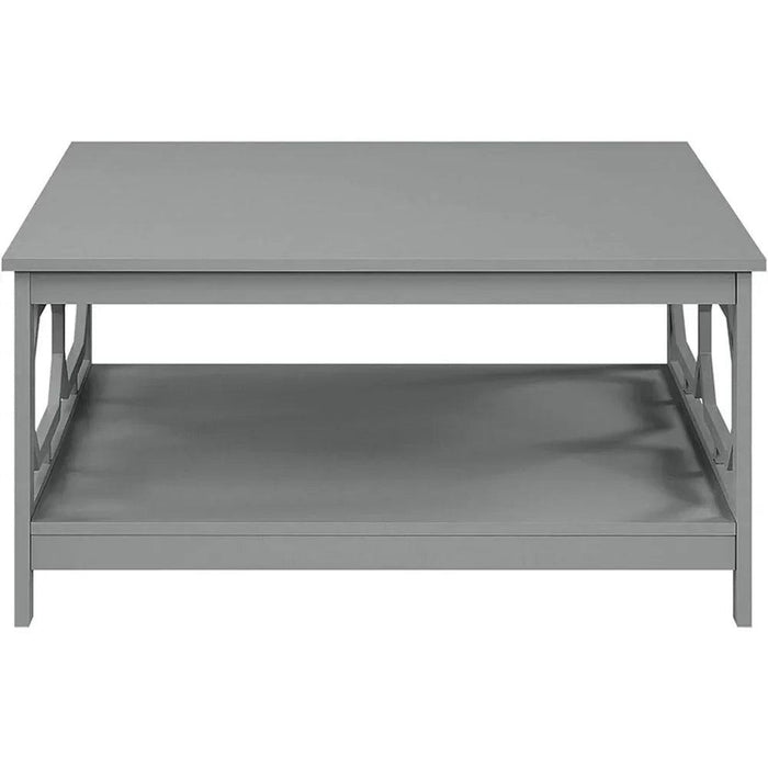 Sleek Gray Coffee Table with Hidden Storage and Ample Display Space