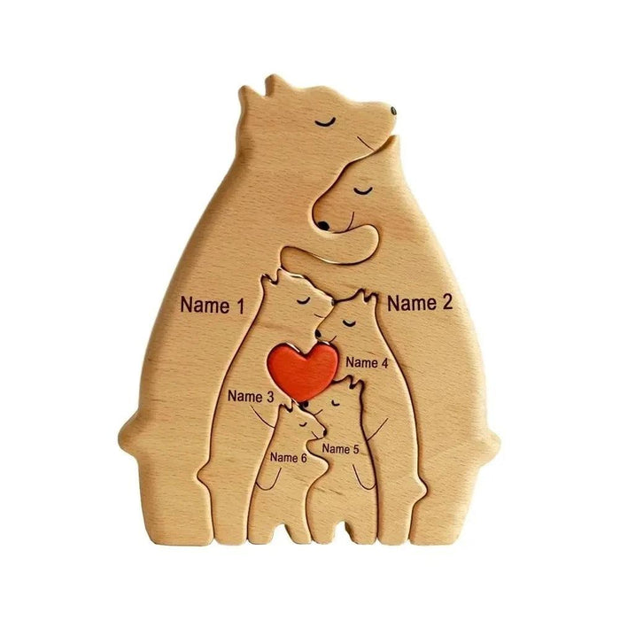 Customizable Bear Family Wooden Puzzle - A Unique Keepsake to Celebrate Family Love