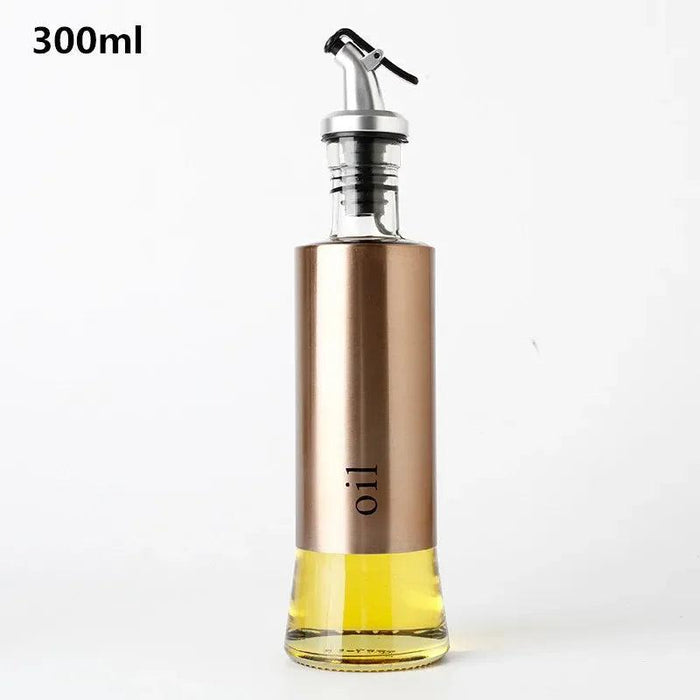 Elegant Oil and Vinegar Dispenser: Stainless Steel and Glass Culinary Essential