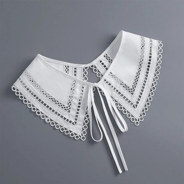 Embroidered Lace Detachable Collar for Women - Elegant White Shawl Accessory