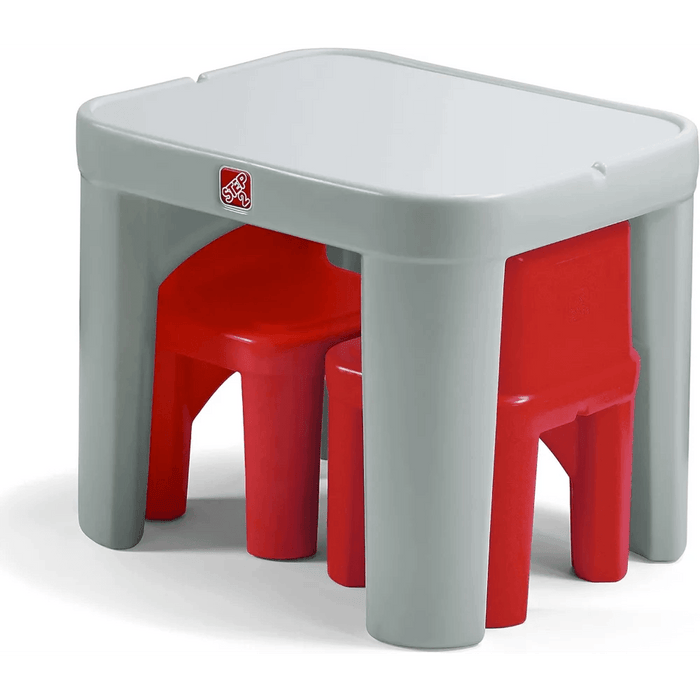 Creative Playtime Table and Chair Set for Kids in Gray and Red