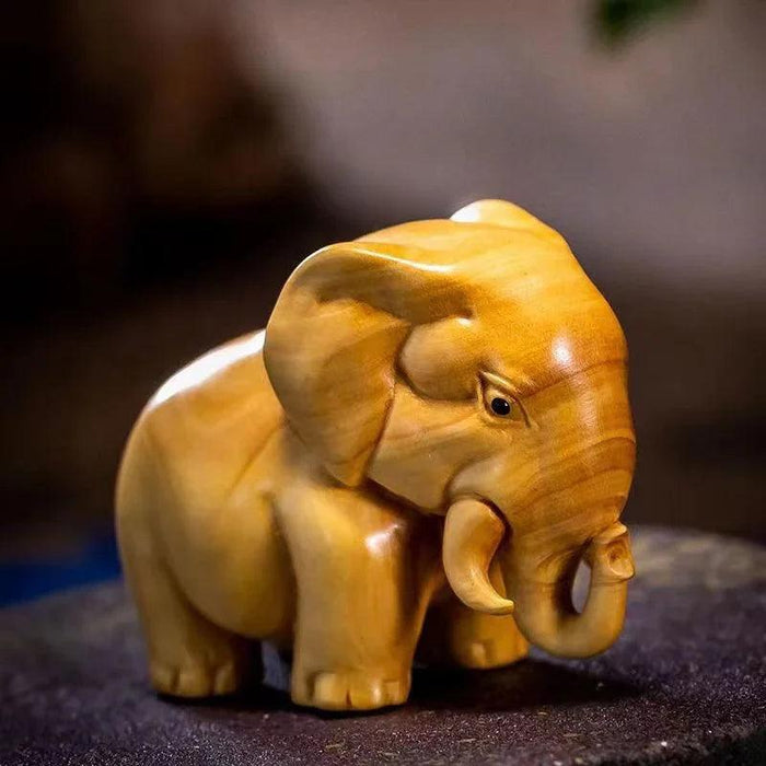 Handcrafted Wooden Wildlife Figurines: Distinctive Rhino, Hippo, and Elephant Decor for Home and Travel