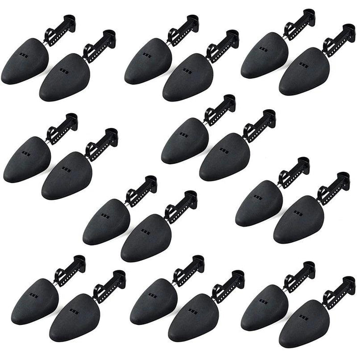 10 Pair Premium Adjustable Plastic Shoe Stretcher and Tree Set - Classic Black