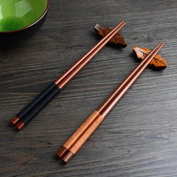 23.5CM Artisan Chestnut Wood Sushi Chopsticks - Handmade Japanese & Chinese Style Dining Gift