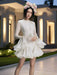 A-line Evening Dress with Elegant Long Sleeves and Flounce for Women