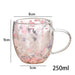 Elegant Double Walled Floral Glass Mug - High Borosilicate Coffee and Tea Cup with Handle