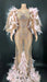 Glamorous Pink Diamond Feathered Mermaid Evening Dress