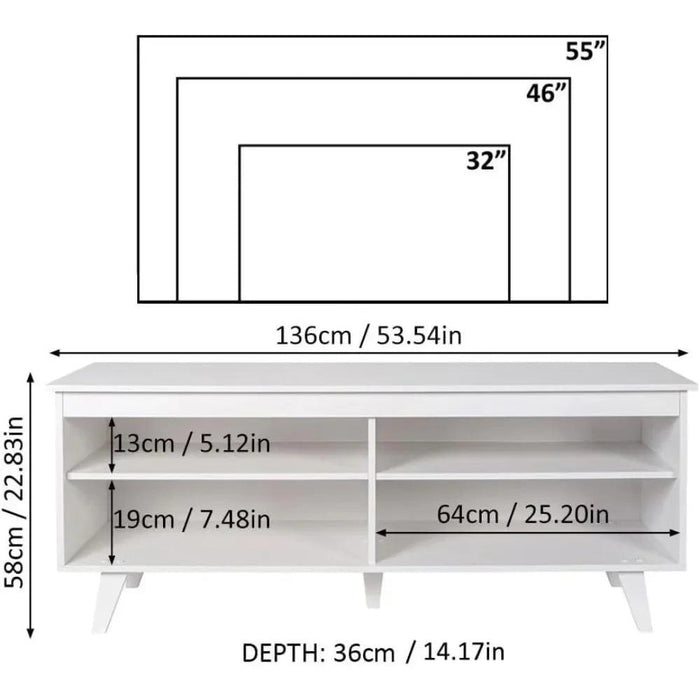 Sleek Modern Wooden TV Stand with Integrated Cable Management - Ideal Entertainment Center for TVs Up to 55 Inches - Quick and Easy Assembly - Supports 66 lbs