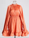 Chicever Women's Stylish Ruffled Mini Dress with High Neck, Spring 2024 Collection
