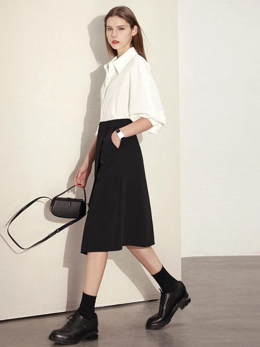 Women's High Waist A-line Minimalist Skirt - Irregular Design for Versatile Office & Casual Looks - Spring 2023 Collection