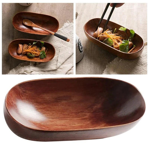 Elegant Wooden Oval Serving Tray for Fruits and Desserts