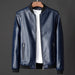 Men's Slim Fit Collarless Faux Leather Baseball Jacket - Trendy Korean Style