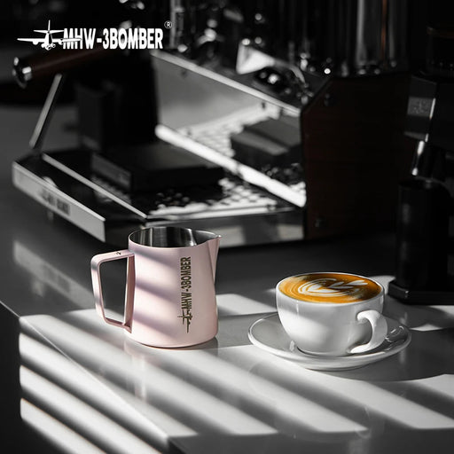 Pink Stainless Steel Latte Art Milk Frother Set - 500/600ml - Barista Quality - Vibrant Pink Edition