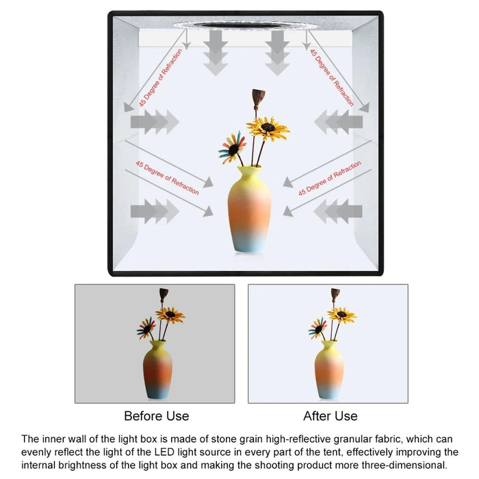 30CM PULUZ Adjustable LED Light Box Photography Kit with Six Color Backdrops - Portable Softbox for Product and Portrait Shots