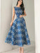 High Waist Contrast Print Evening Gown for Women